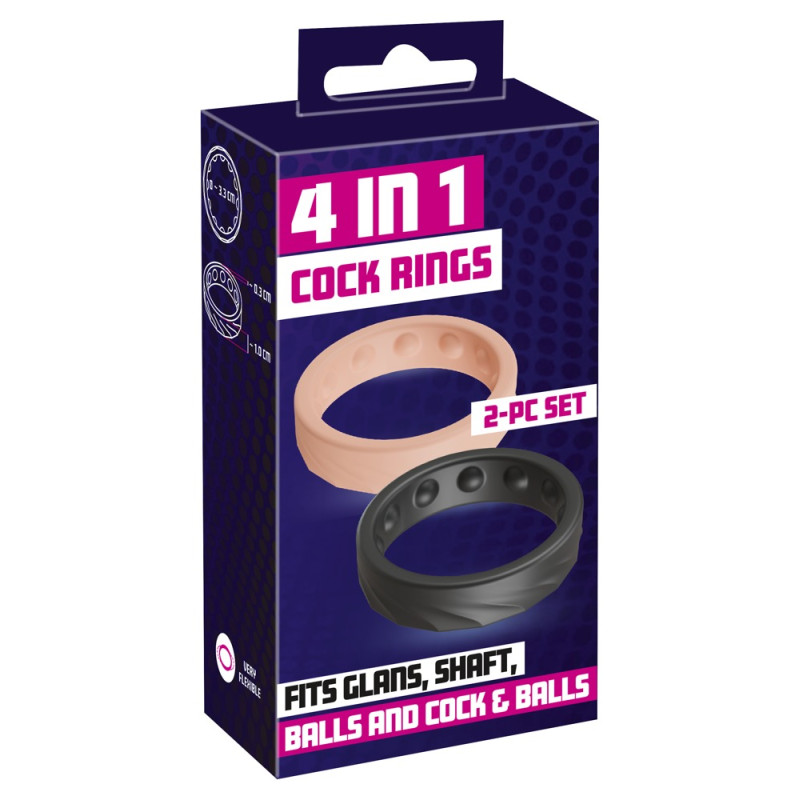 Набір ерекційних кілець You2Toys 4 in 1 Cock Rings, 2 шт.