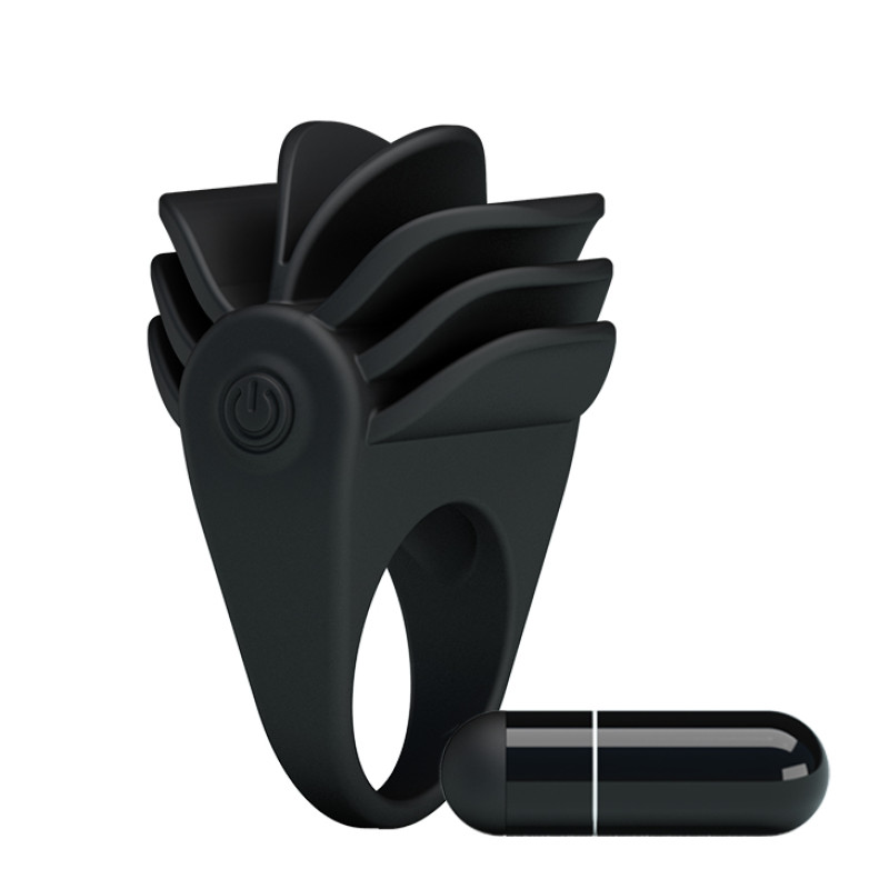 Эрекционное кольцо Pretty Love Chester Silicone Vibrating Cock Ring Черное