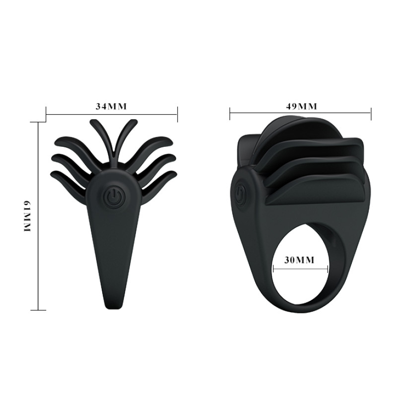 Эрекционное кольцо Pretty Love Chester Silicone Vibrating Cock Ring Черное
