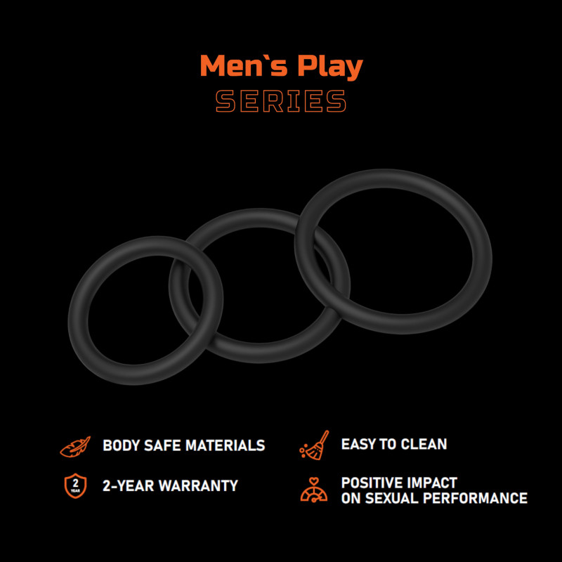 Ерекційні кільця Erospace Men’s Play Set Of 3 Cock Rings B7