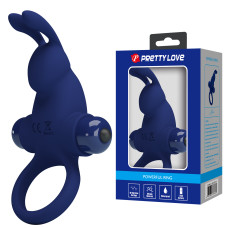 Ерекційне кільце Pretty Love Powerful Ring Rabbit Vibro Stimulator Blue