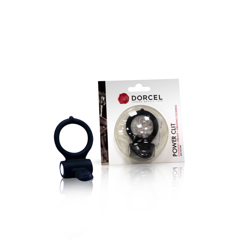 Эрекционное кольцо Marc Dorcel Power Clit Black V2 с вибрацией Черное