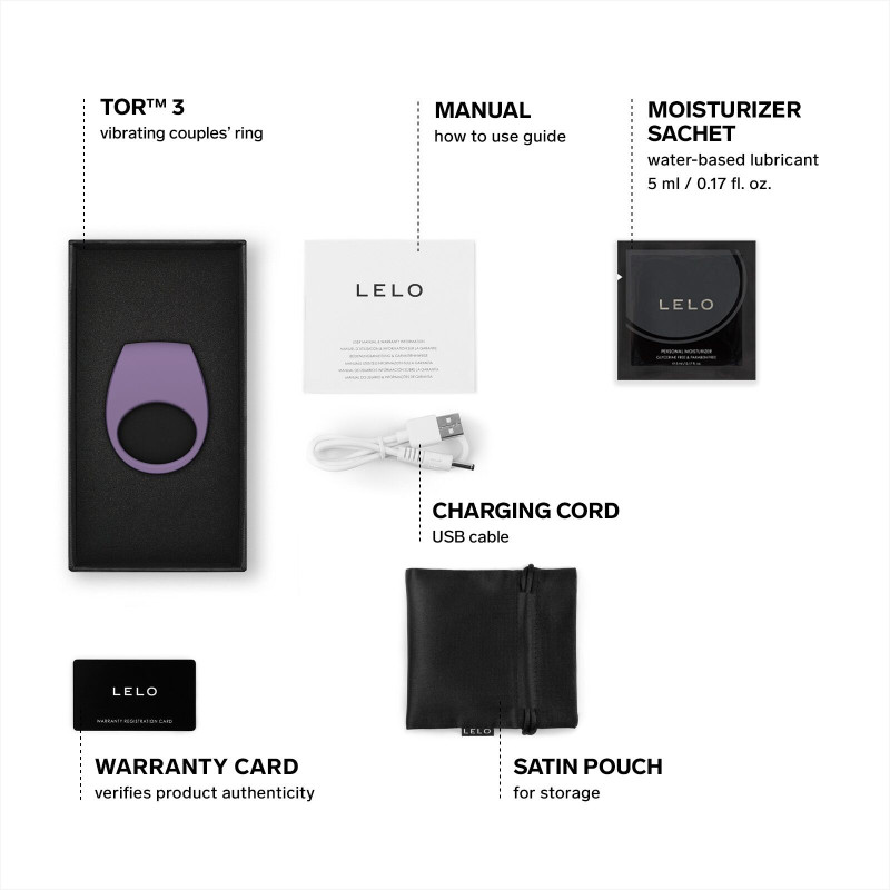 Эрекционное кольцо с вибрацией LELO Tor 3 Violet Dusk, управление со смартфона