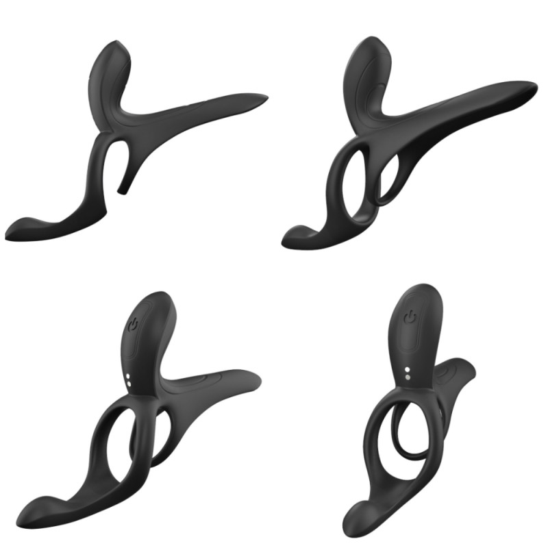 Вібраційне кільце Erospace Men’s Play Vibrating Cock Ring With Clitoral & Taint Stimulation B11