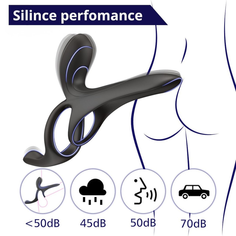 Вібраційне кільце Erospace Men’s Play Vibrating Cock Ring With Clitoral & Taint Stimulation B11