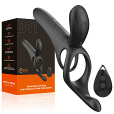 Вібраційне кільце Erospace Men’s Play Vibrating Cock Ring With Clitoral & Taint Stimulation B11