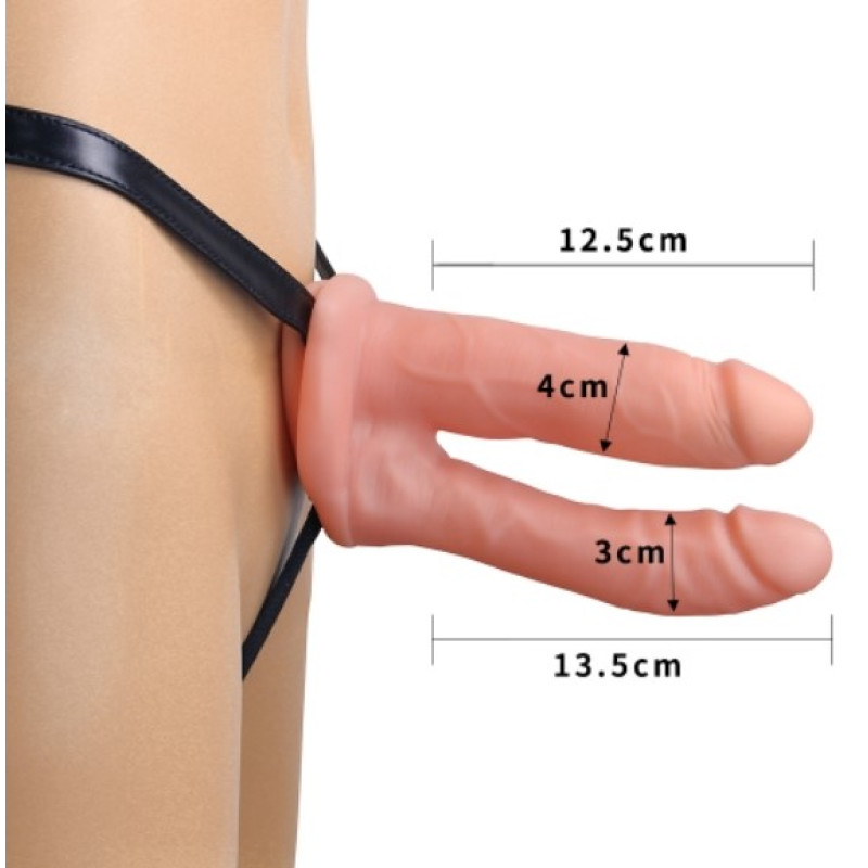 Страпон порожнистий для подвійного проникнення LoveToy Unisex Hollow Double Penetrator