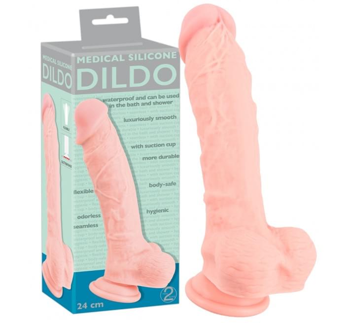 Фаллоимитатор You2Toys с мошонкой Medical Silicone Dildo Телесный 24 см 52669