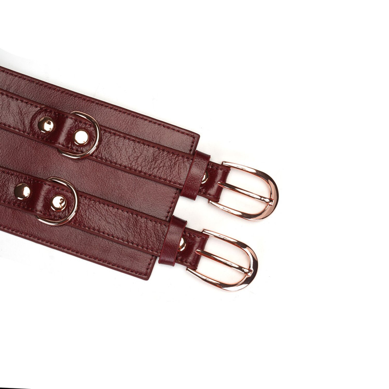 Кожаный пояс для бондажа Liebe Seele Wine Red Waist Cuff, S Size
