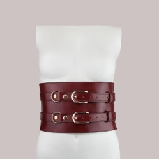 Кожаный пояс для бондажа Liebe Seele Wine Red Waist Cuff, S Size