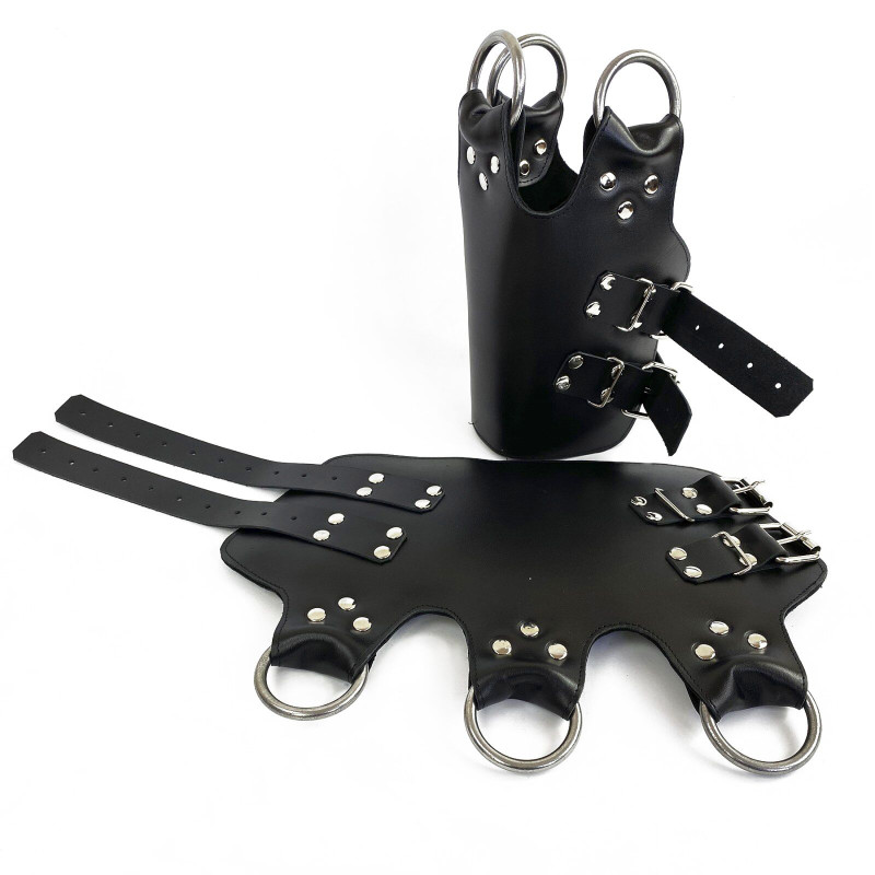 Поножи манжеты для подвеса за ноги Art of Sex Leg Cuffs For Suspension из натуральной кожи Черные