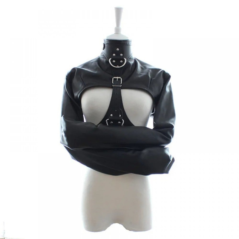 Бондажна умиротворювальна сорочка DS Fetish, екошкіра, чорна, One Size