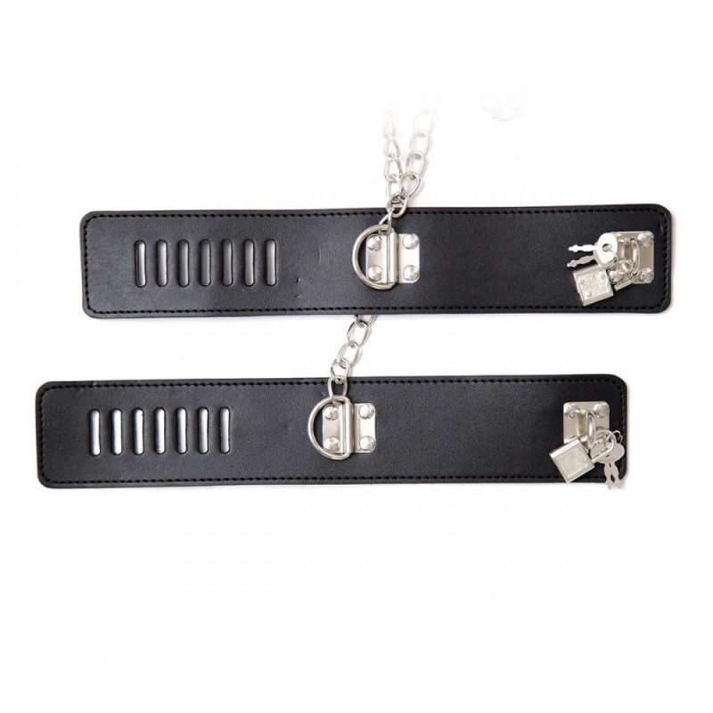Система фиксации DS Fetish Neck collar and hogtie restraints with chain черная