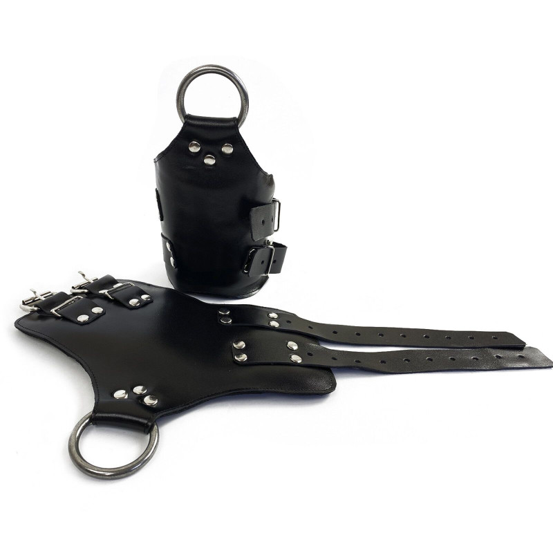 Манжеты для подвеса за руки Art of Sex Kinky Hand Cuffs For Suspension из натуральной кожи, Черные