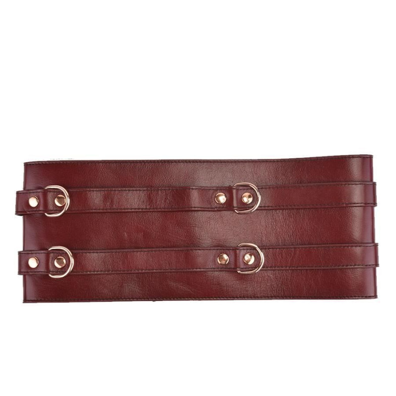 Кожаный пояс для бондажа Liebe Seele Wine Red Waist Cuff, L Size