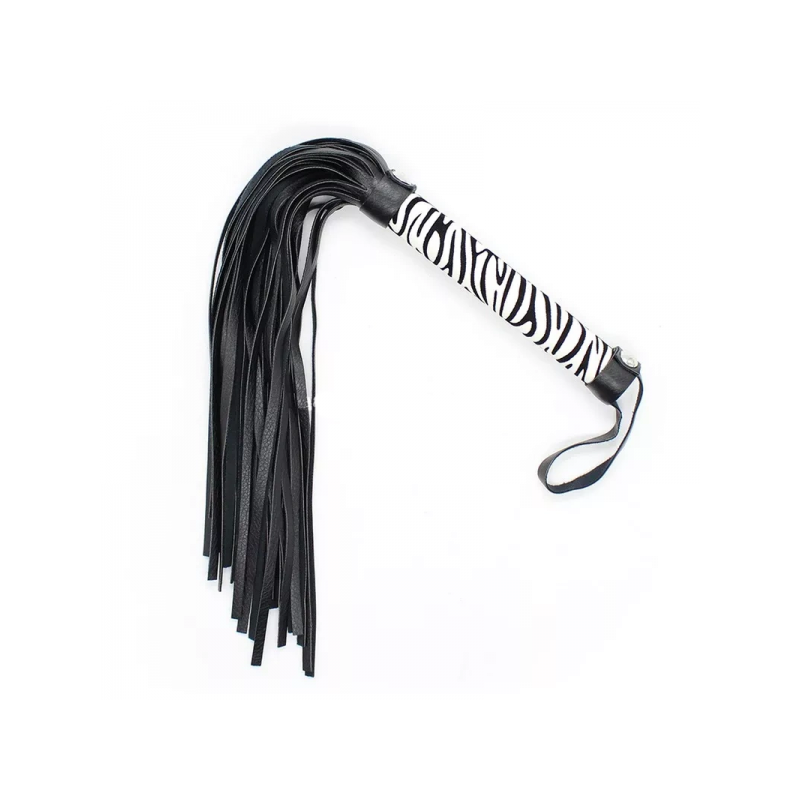Флоггер DS Fetish Leopard flogger M black/white 40 см