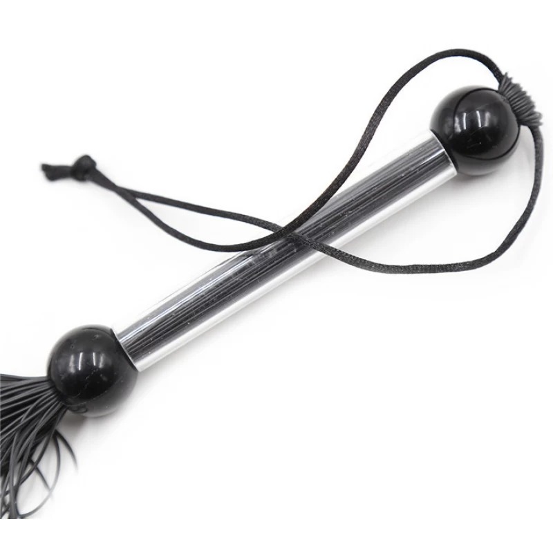 Флогер DS Fetish FLOGGER чорний, прозора ручка, 28 см