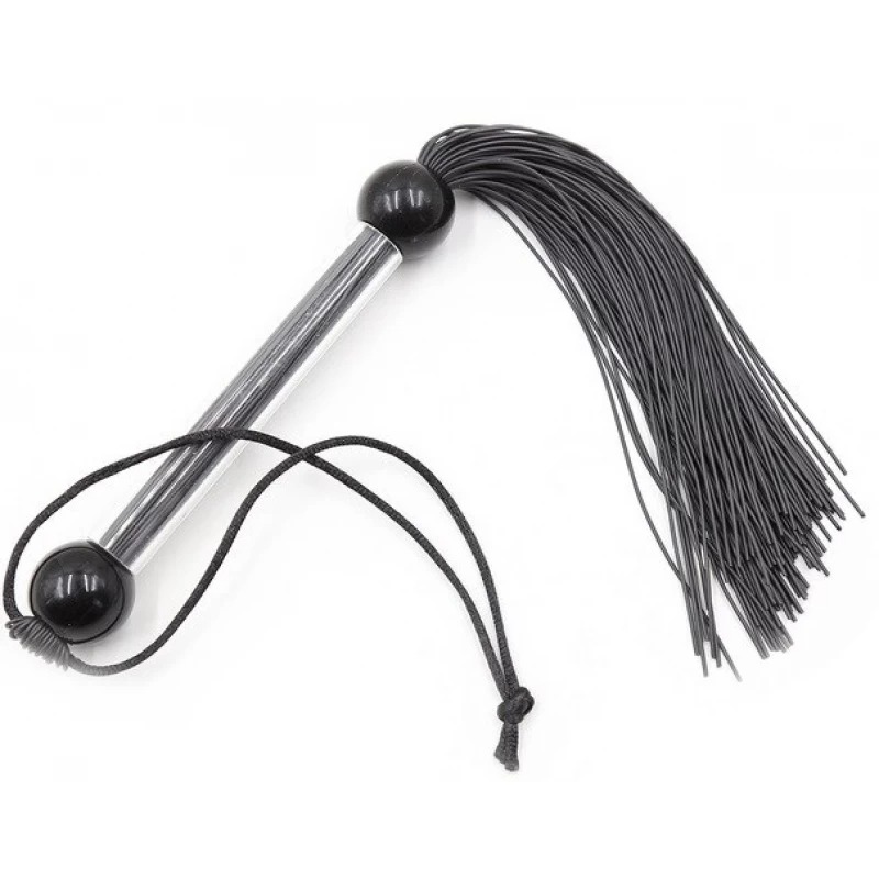 Флогер DS Fetish FLOGGER чорний, прозора ручка, 28 см