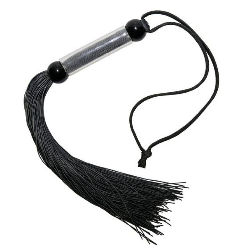 Флогер DS Fetish FLOGGER чорний, прозора ручка, 51 см