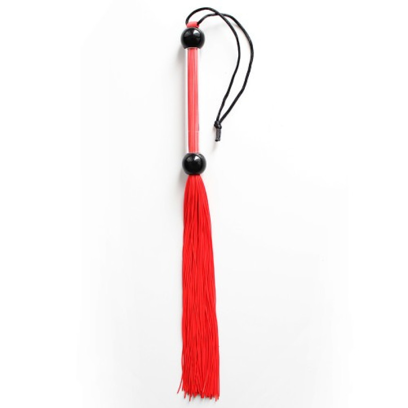 Батіг DS Fetish FLOGGER прозора ручка 2 кульки, червоний, 39 см