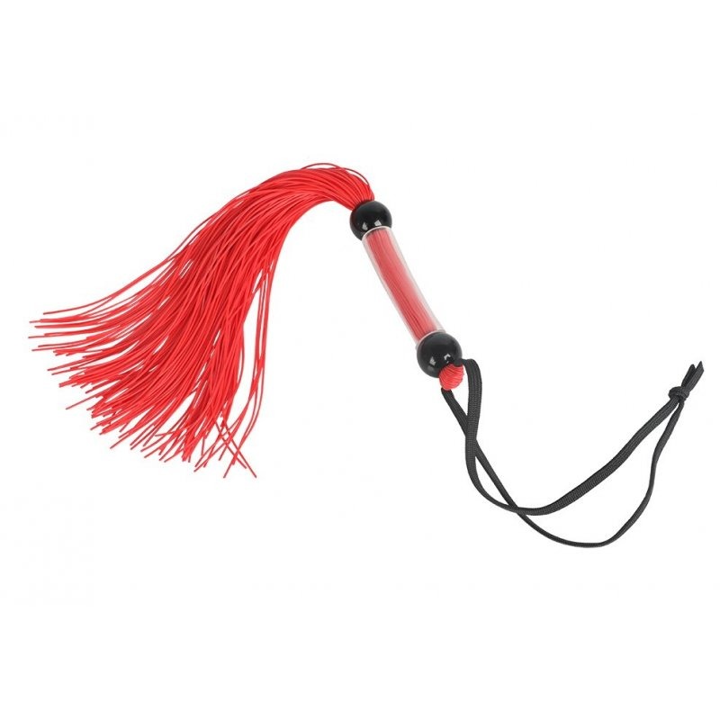 Батіг DS Fetish FLOGGER прозора ручка 2 кульки, червоний, 39 см