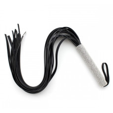 Флогер зі стразами DS Fetish Flogger diamond L black, 70 см
