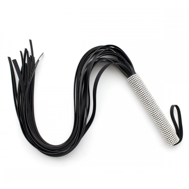 Флогер зі стразами DS Fetish Flogger diamond L black, 70 см