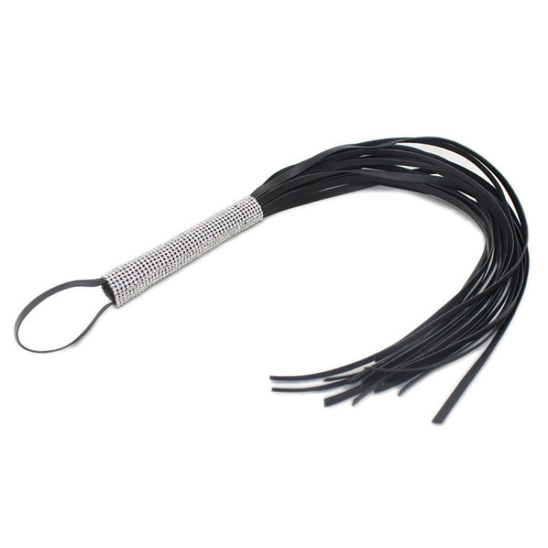Флогер зі стразами DS Fetish Flogger diamond L black, 70 см