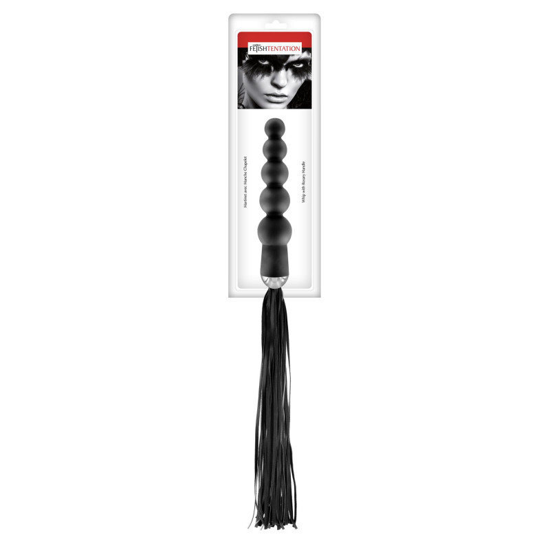 Флогер з ручкою - анальними намистами Fetish Tentation Whip with Rosary Handle