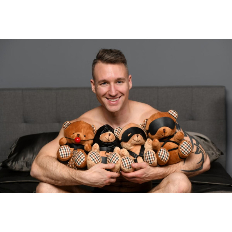 Плюшевый медвежонок ROPE Teddy Bear БДСМ в кожаной маске и обвязке, 22x16x12 см