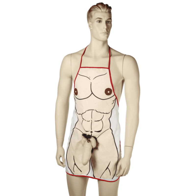 Кухонний фартух з плюшевим пенісом OOTB Sexy Apron Male Body With Plush Penis