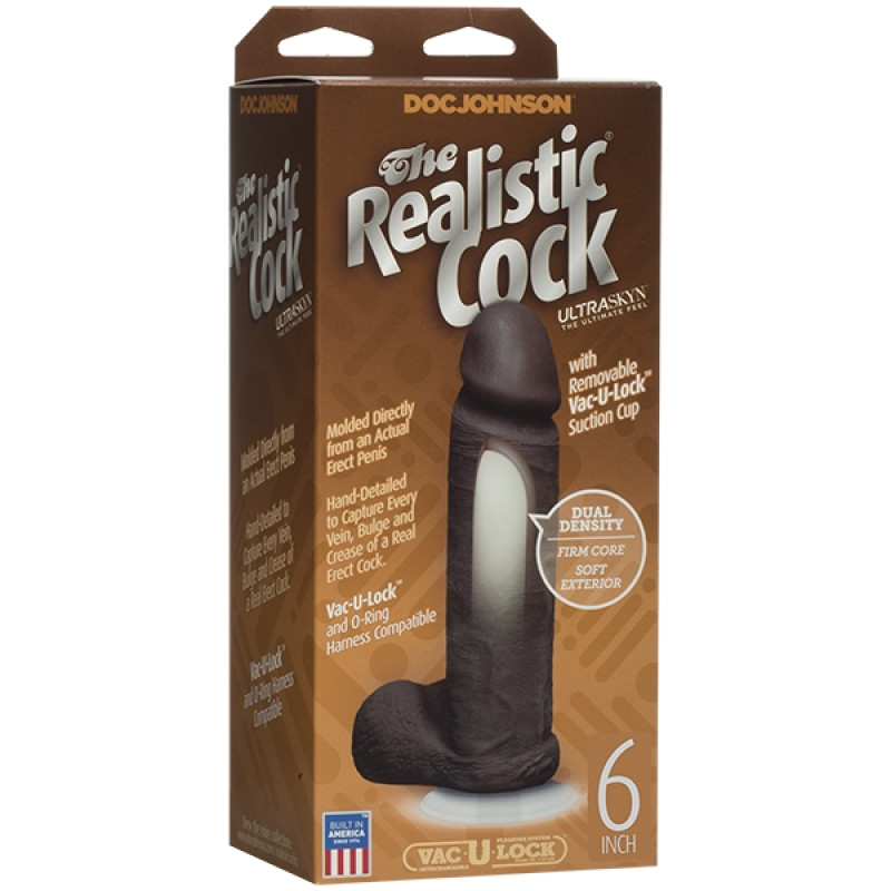 Фаллоимитатор Doc Johnson The Realistic Cock 6 inch Black - ULTRASKYN, Vac-U-Lock, диаметр 4,3 см