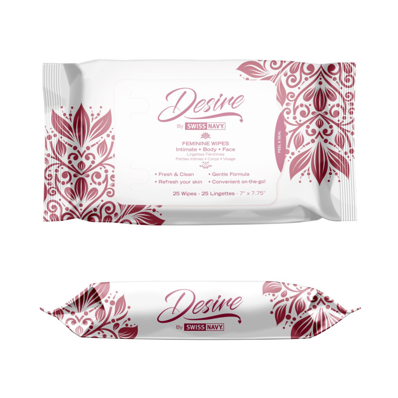 Женские очистительные салфетки для тела и лица Desire by Swiss Navy Feminine Wipes 25 шт
