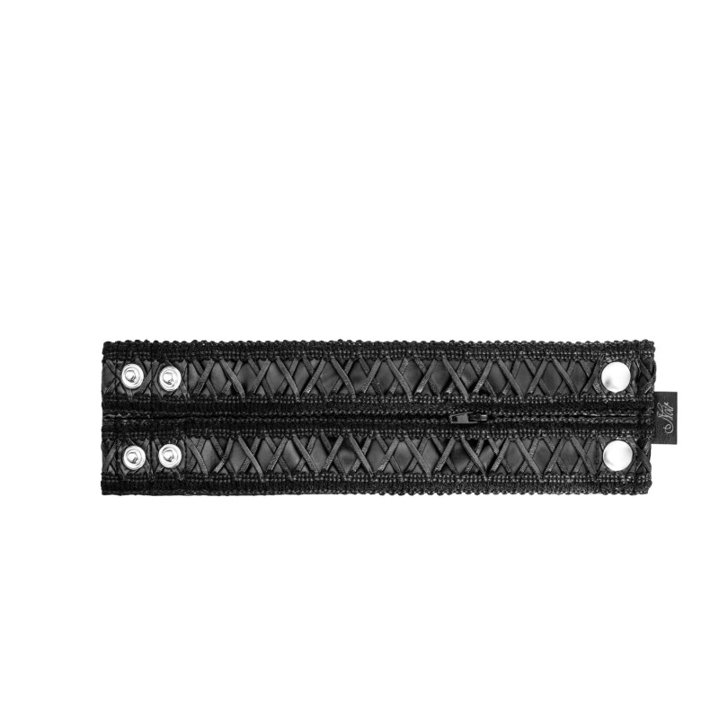 Жіночий гаманець-браслет Noir Handmade F326, black, під шкіру, рельєфний візерунок, кишеня на блискавці