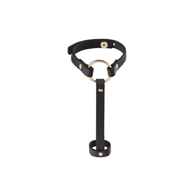 Пара браслетов на запястье и палец Bijoux Indiscrets MAZE Hand Bracelet Harness Черные