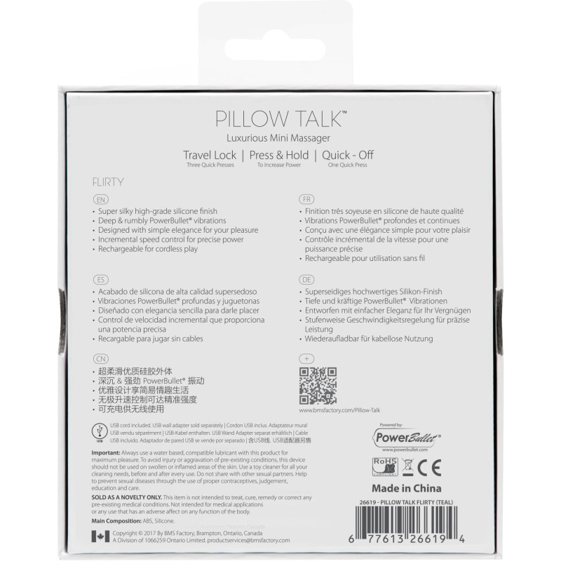 Роскошный вибратор PILLOW TALK Flirty с кристаллом Сваровски Розовый