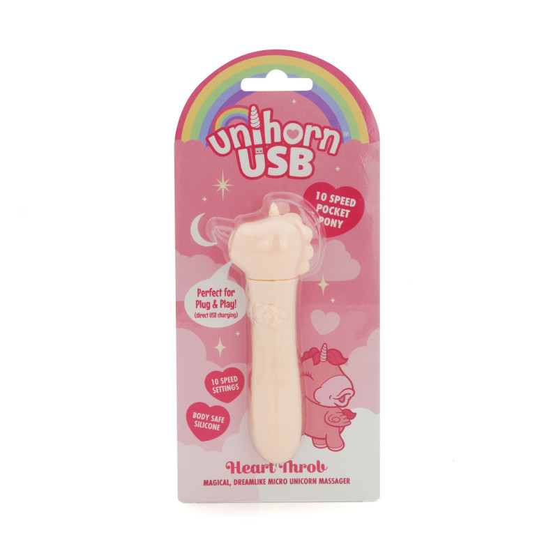 Вібратор-єдиноріжка Unihorn USB Bullet - Heart Throb, віброкуля, USB-зарядка