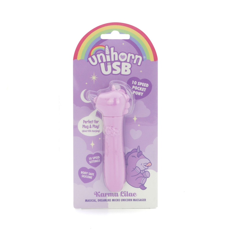 Вібратор-єдиноріжка Unihorn USB Bullet - Karma Lilac, віброкуля, USB-зарядка