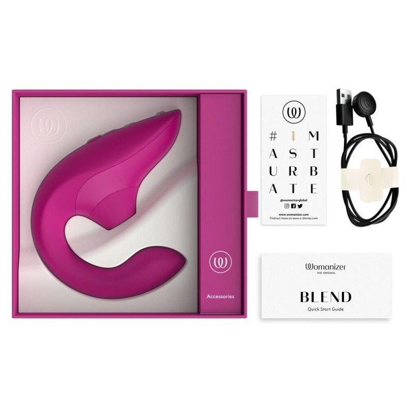 Вагінально-кліторальний стимулятор Womanizer Blend Vibrant Pink, вібрація + вакуум, 2 мотори