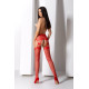 Эротические колготки-бодистокинг с ажурным поясом Passion S027 One Size, red, открытый доступ