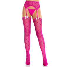 Колготки-чулки Leg Avenue Heart Garterbelt Stockings One Size Magenta