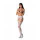 Эротические колготки-бодистокинг с тонкими подвязками Passion S028 One Size, white, открытый доступ
