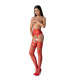 Эротические колготки-бодистокинг с плетением на бедрах Passion S030 One Size, red, цветочный узор