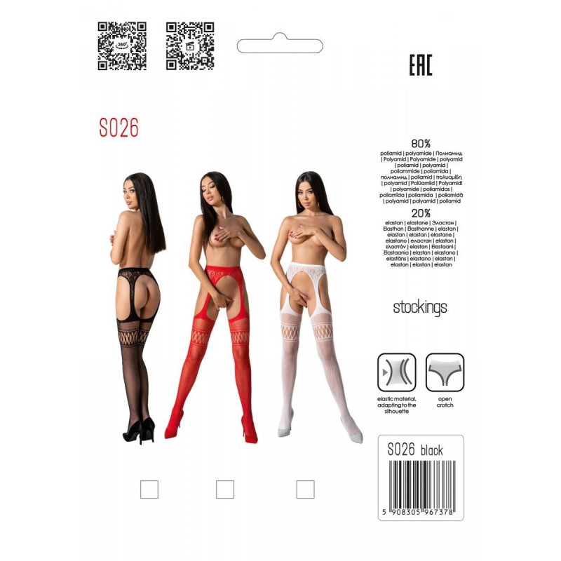 Эротические колготки-бодистокинг со шнуровкой на бедрах Passion S026 One Size, white, с доступом