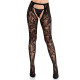 Колготки Leg Avenue Rose Lace Crotchless Tights with Open One Size Black