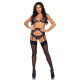 Мереживний комплект зі стразами Leg Avenue Bright Lights Rhinestone Black S (трусики, бра, пояс для панчіх)