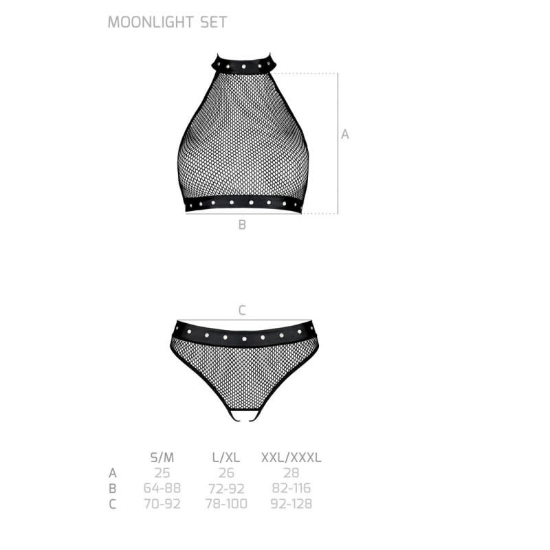 Білизна з відкритим доступом Passion MOONLIGHT SET black L/XL