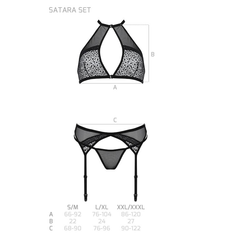 Комплект білизни Passion SATARA SET black S/M
