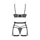 Комплект Obsessive Blomentis 3-pcs set, XS/S, мягкий лиф, стринги со стрепами, пояс с гартерами