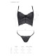 Комплект Passion KERRIA SET black, XXL/XXXL сетка+кружево, бюстье и стринги